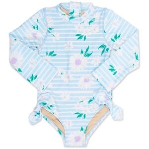 Shade Critters Girl Floral Striped Long Sleeve Swimsuit in size 2T